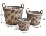 Rattan Kulplu Saksı Gri ( İçi Poşetli ) 2