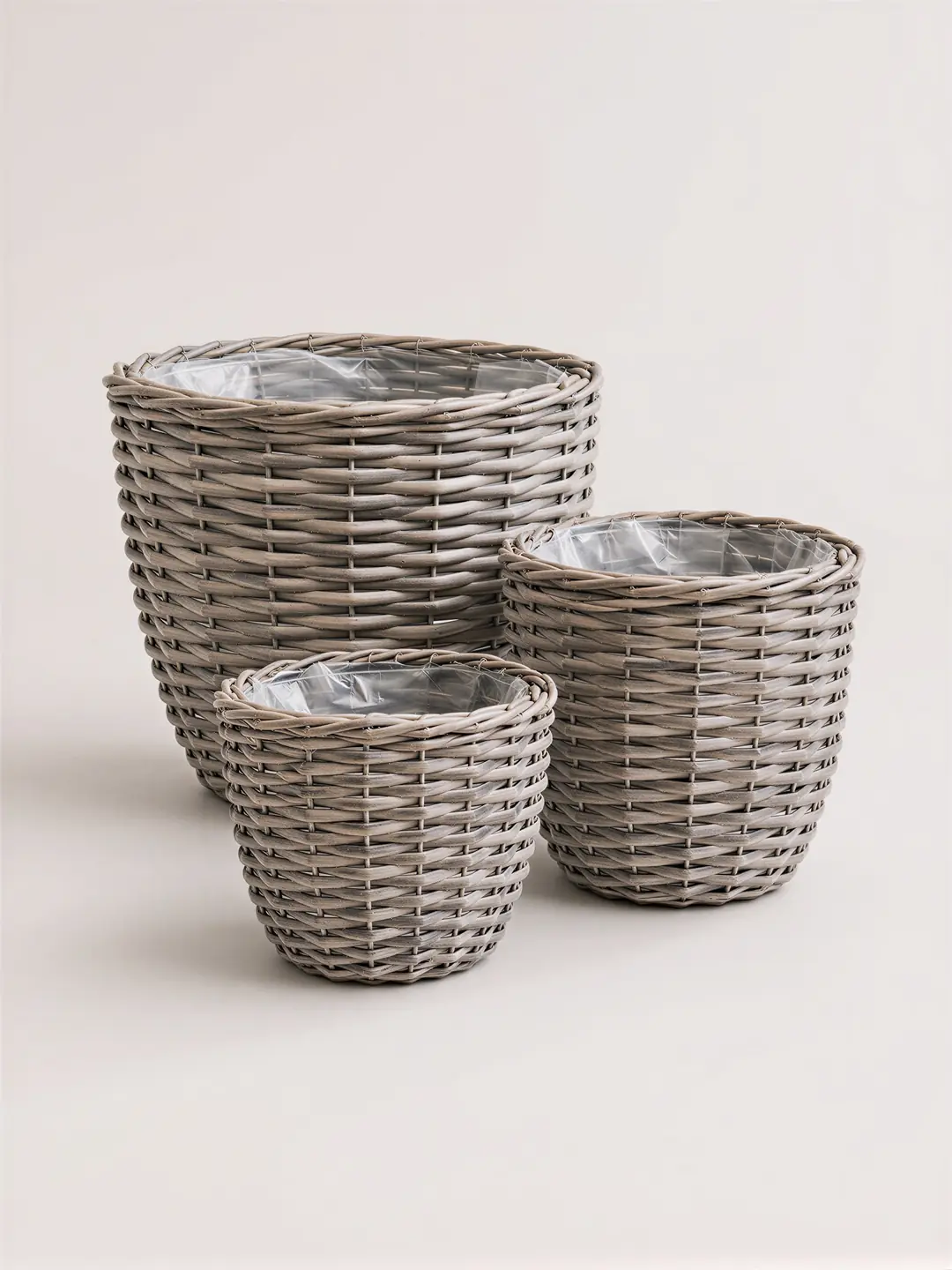 Rattan Hasır Saksı Gri ( İçi Poşetli )