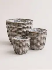 Rattan Hasır Saksı Gri ( İçi Poşetli ) 1