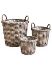 Rattan Kulplu Saksı Gri ( İçi Poşetli ) 1