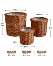 Rattan Saksı Kahverengi( İçi Poşetli )  2